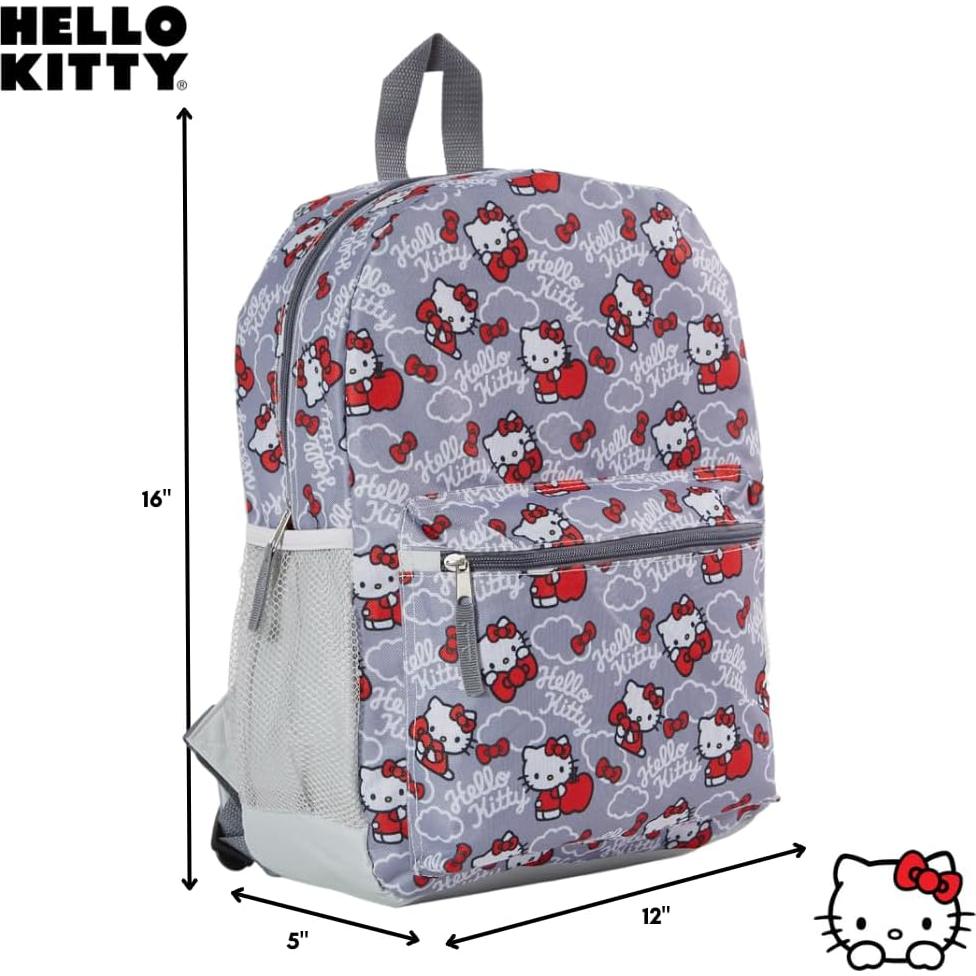 Mochila Hello Kitty Fast Forward 40 cm Roja y Gris