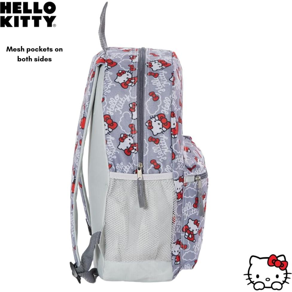 Mochila Hello Kitty Fast Forward 40 cm Roja y Gris