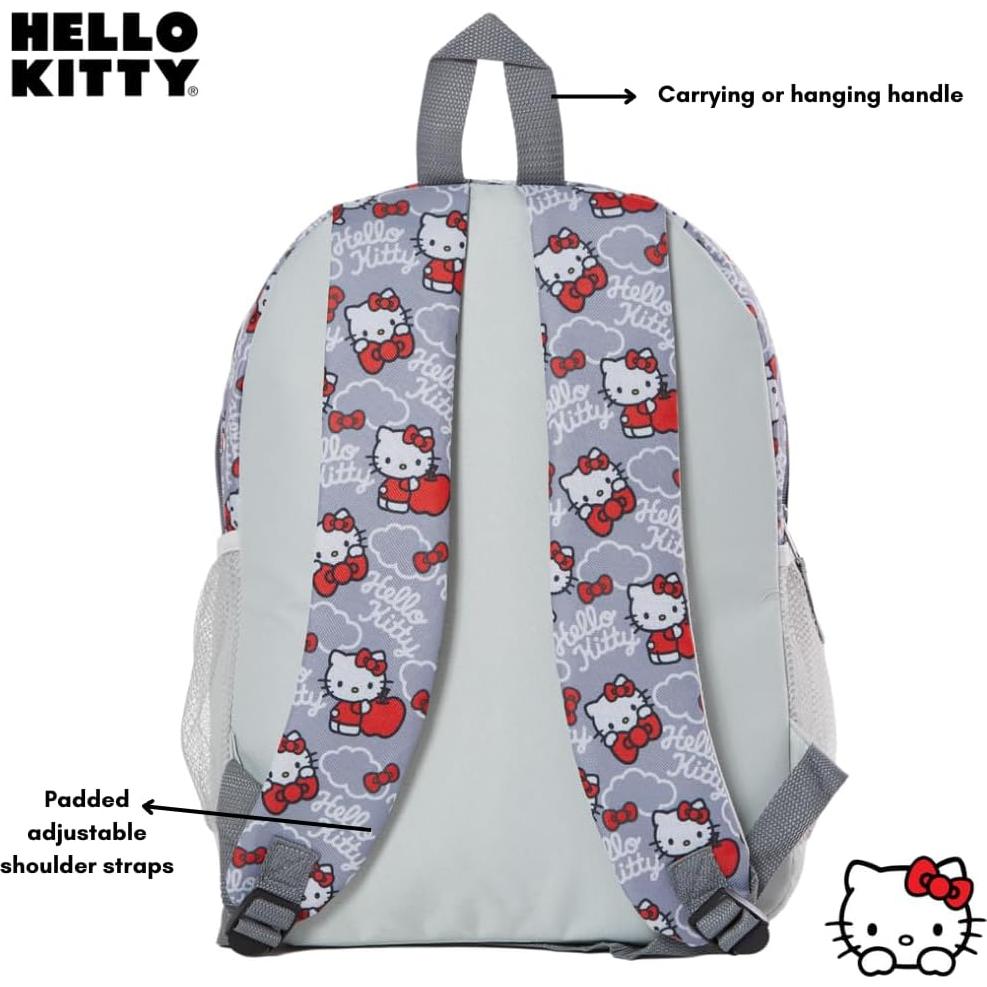 Mochila Hello Kitty Fast Forward 40 cm Roja y Gris