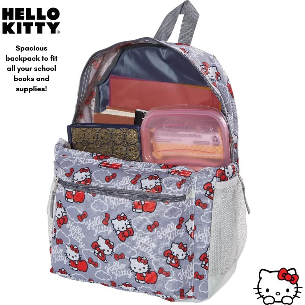 Mochila Hello Kitty Fast Forward 40 cm Roja y Gris