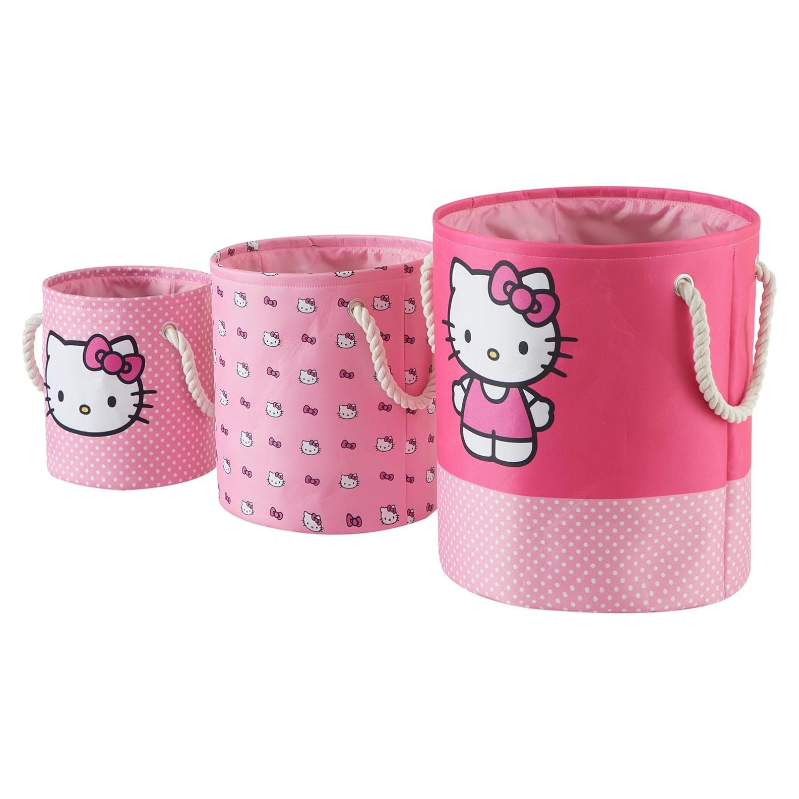 Cestas de Almacenamiento Hello Kitty - Juego de 3 Piezas Rosa