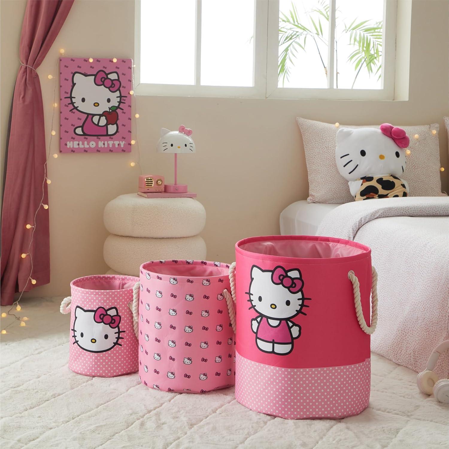 Cestas de Almacenamiento Hello Kitty - Juego de 3 Piezas Rosa