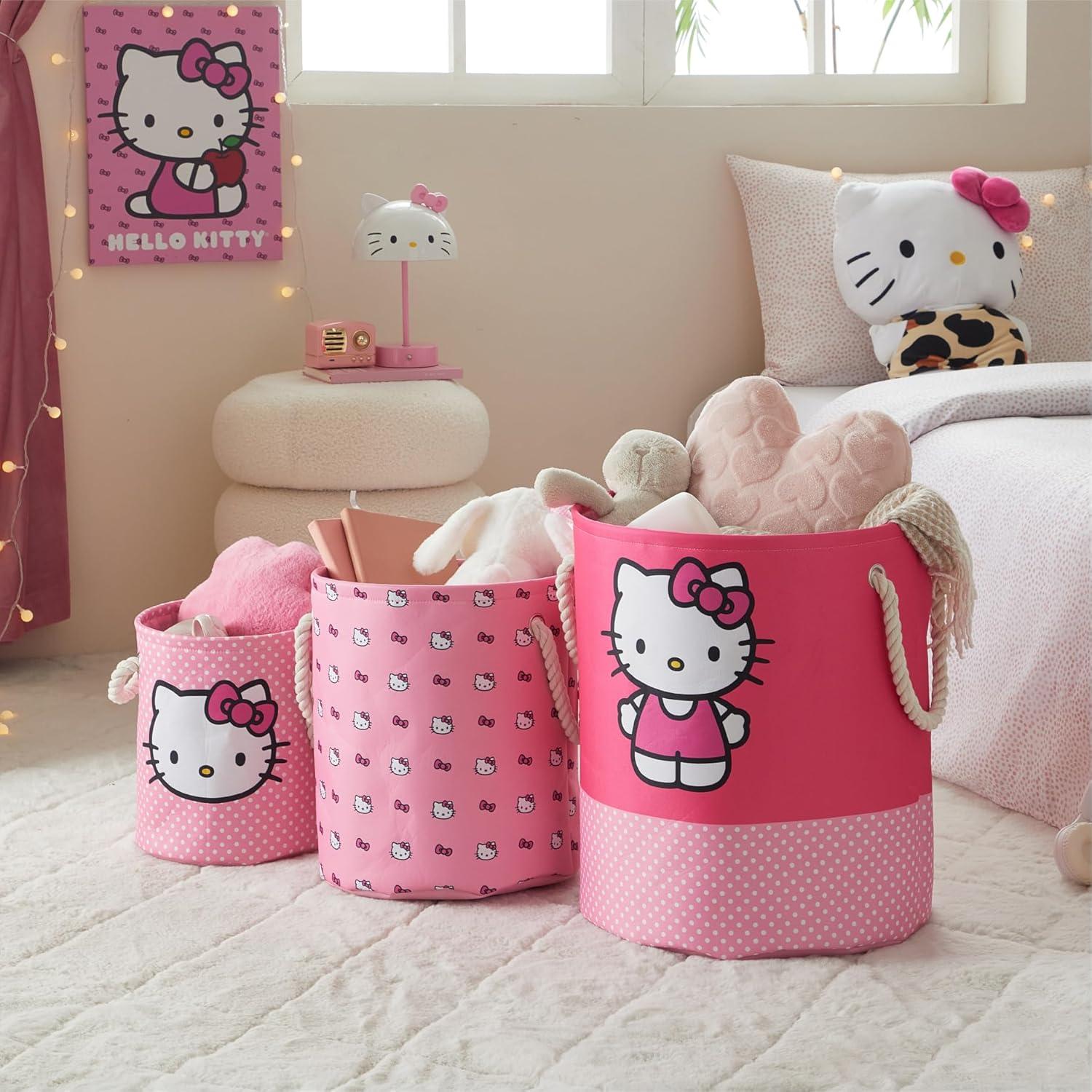 Cestas de Almacenamiento Hello Kitty - Juego de 3 Piezas Rosa
