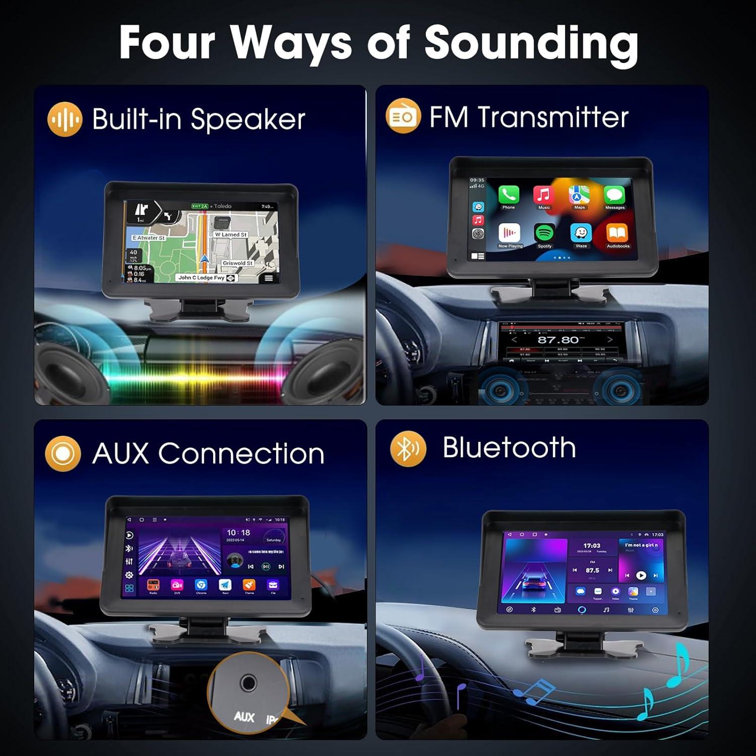 Estéreo de coche HUICCN 7" Bluetooth CarPlay Android Auto