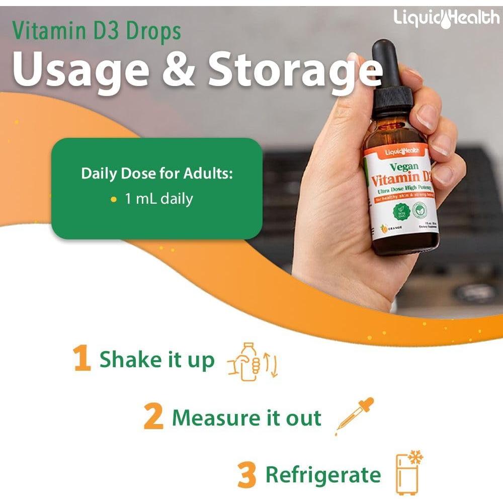 Gotas de Vitamina D3 Vegana LIQUIDHEALTH 5000 UI 59 ml