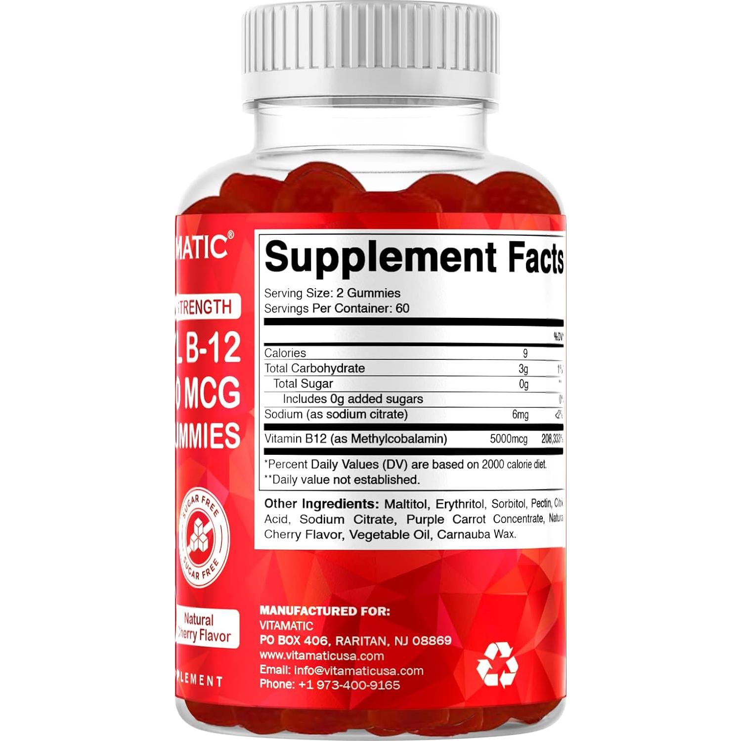 Gominolas Vitamina B12 Vitamatic 5000 mcg - 120 Unidades