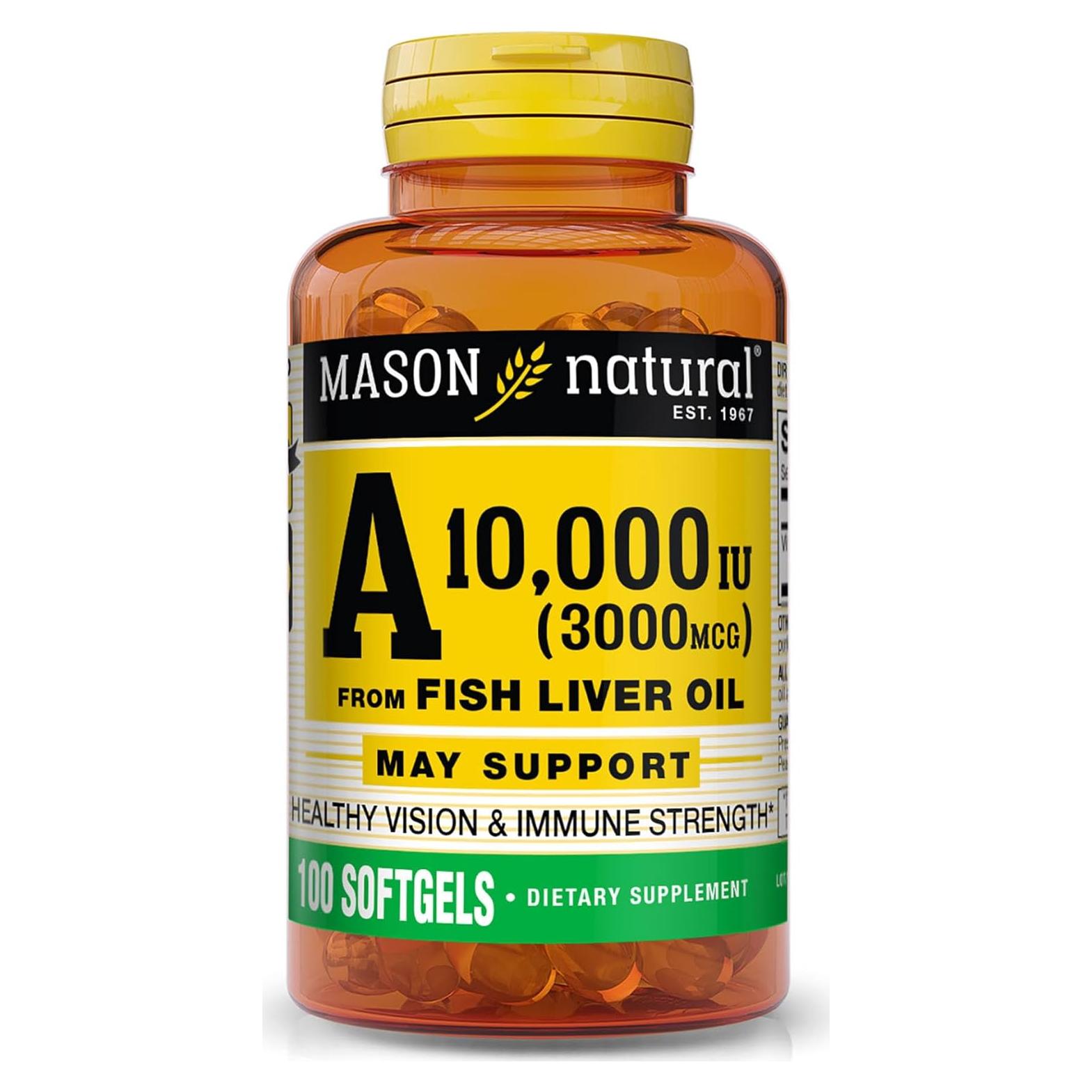 Vitamina A 3000 mcg Mason Natural 100 Softgels Salud Ocular