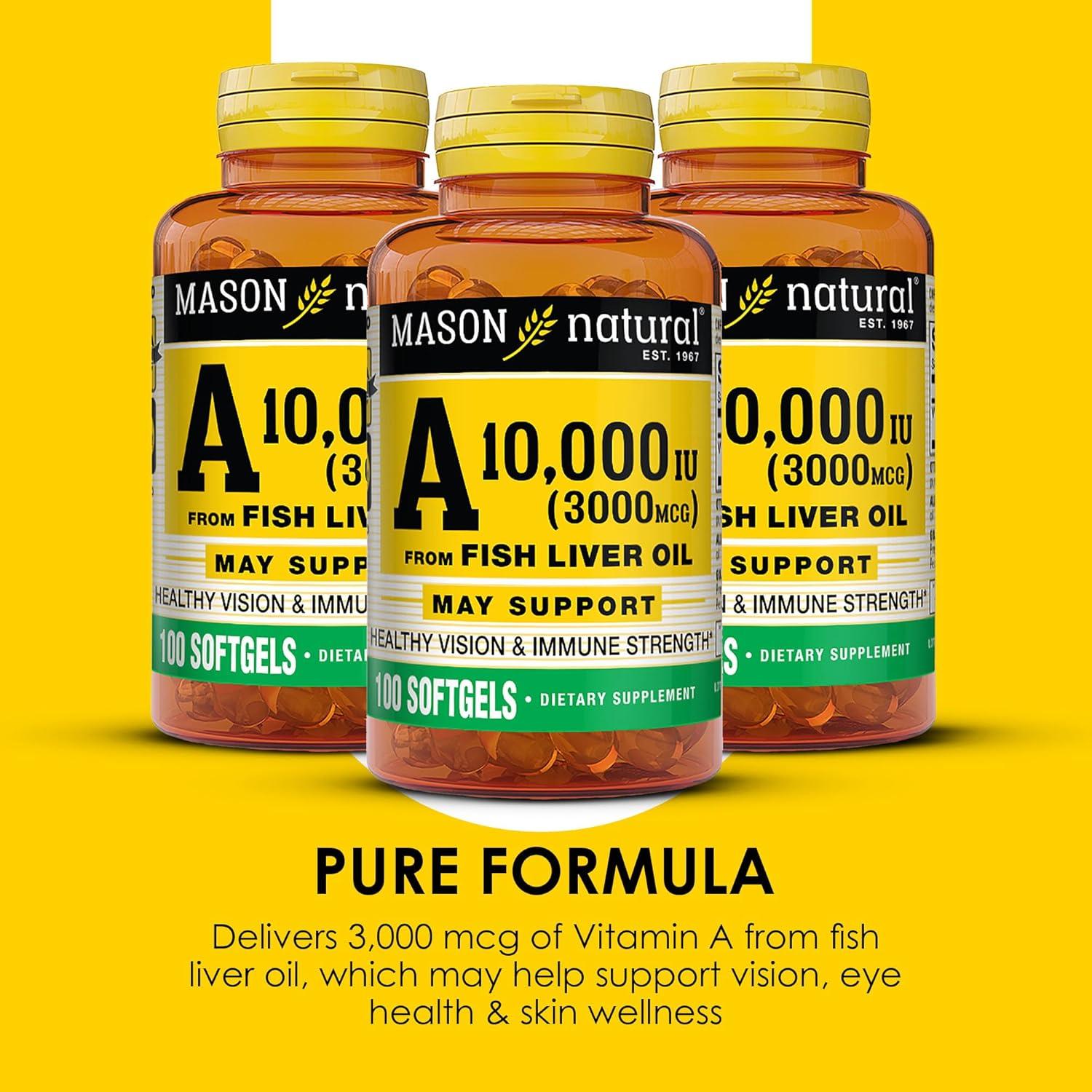Vitamina A 3000 mcg Mason Natural 100 Softgels Salud Ocular