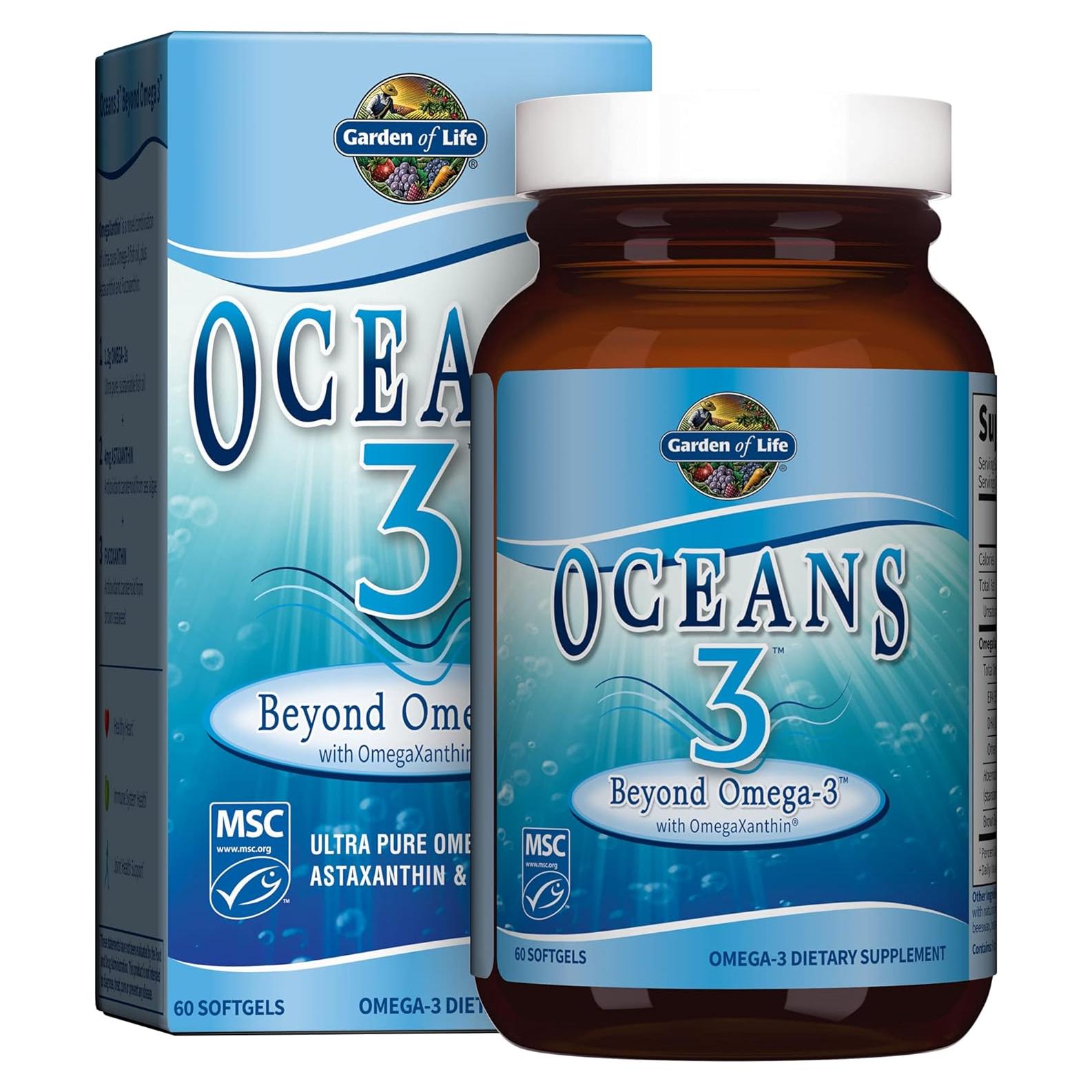 Suplemento Omega-3 Jardín de Vida Océanos 3 1200 mg - 60 Cápsulas