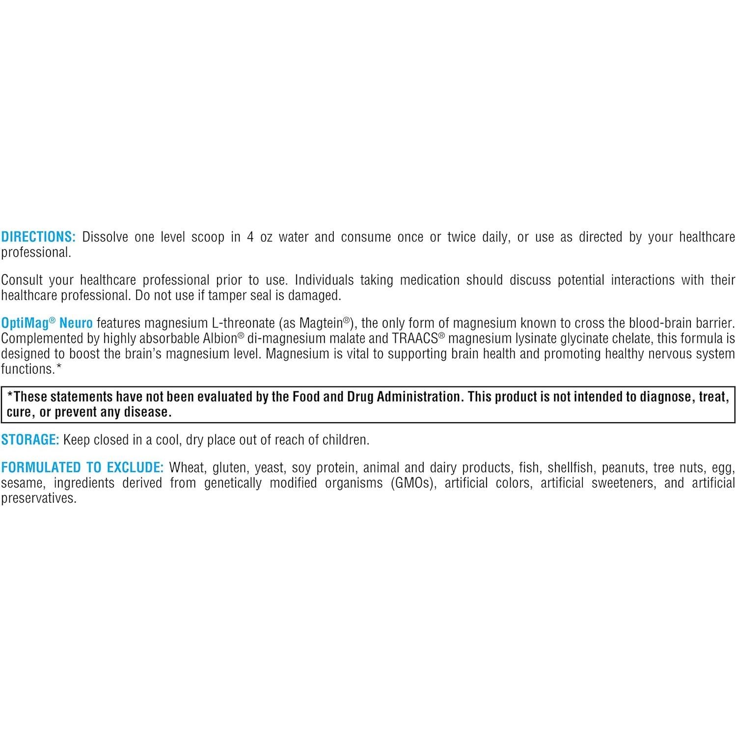 Polvo de Magnesio Quelado XYMOGEN OptiMag Neuro 144g Limón Lima