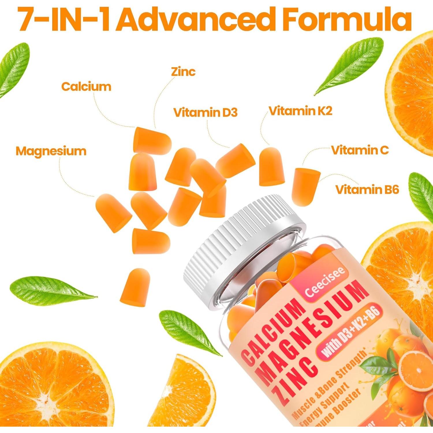 Gomitas de Calcio Magnesio Zinc Ceesisee 1000mg 60 Unidades