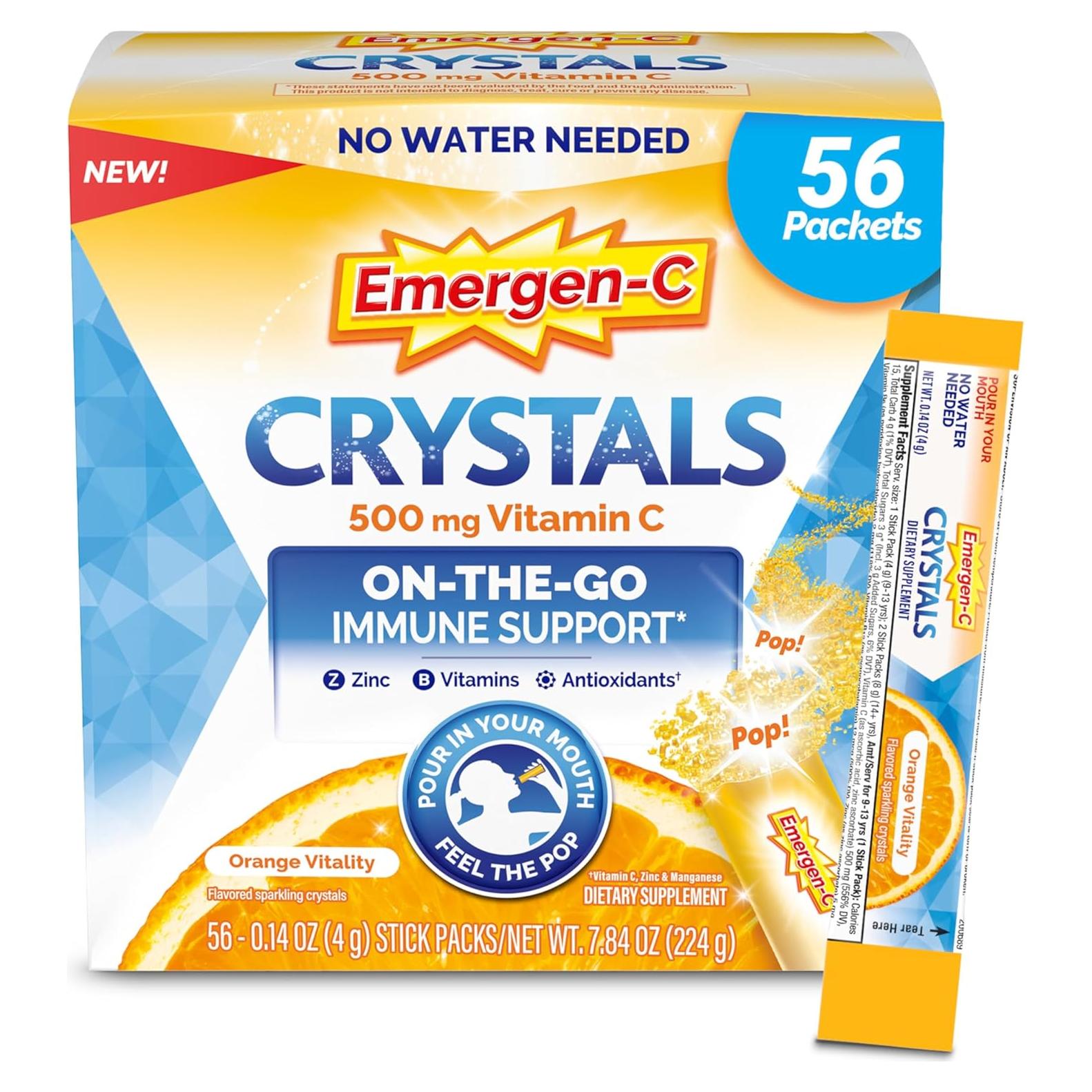 Cristales Emergen-C 56 Stick Vitalidad Naranja Vitamina C Zinc