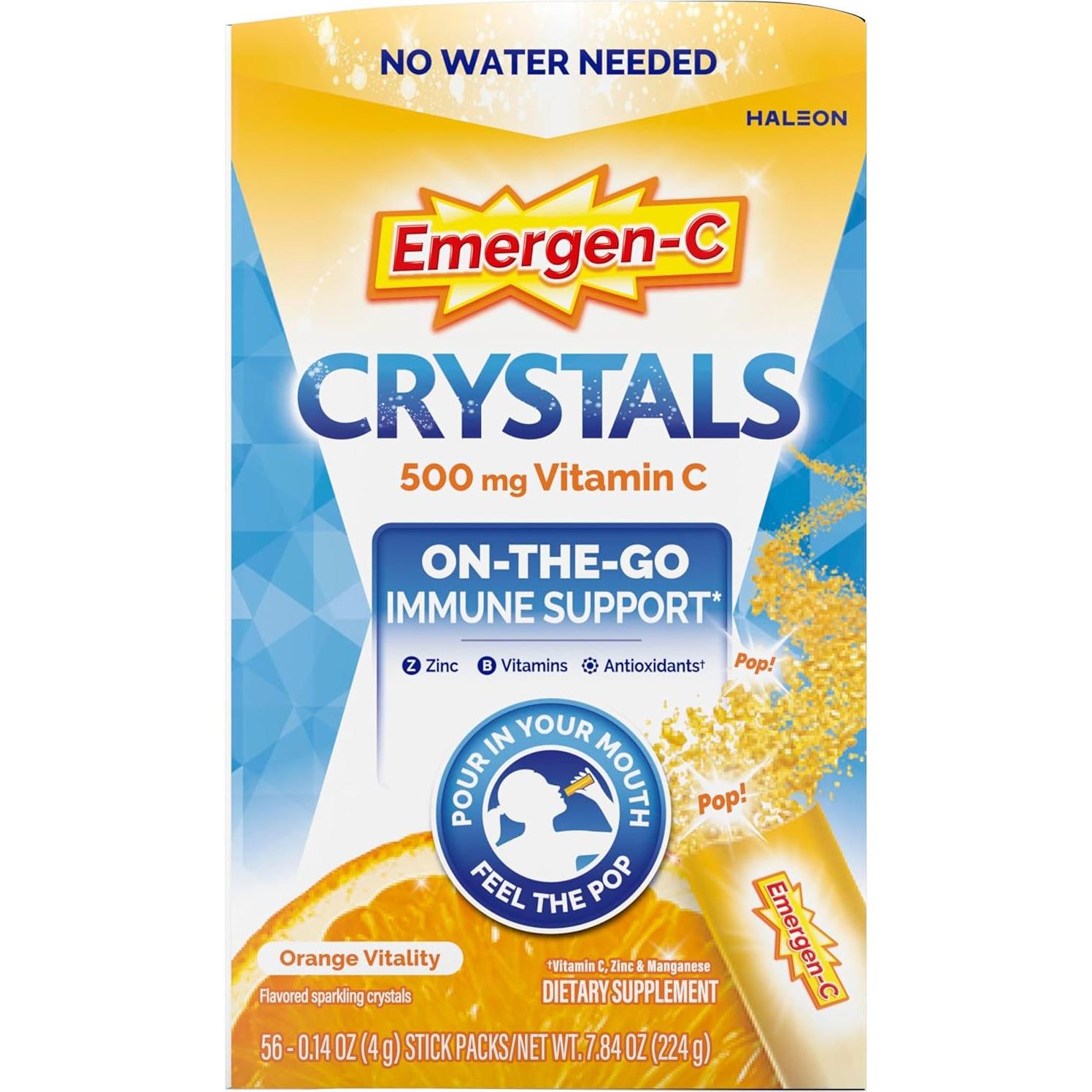 Cristales Emergen-C 56 Stick Vitalidad Naranja Vitamina C Zinc