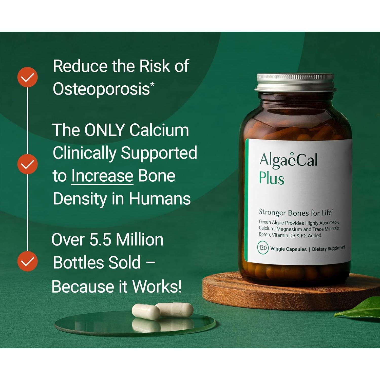 Suplemento de Calcio Algaecal Plus 120 Cápsulas Vegetales