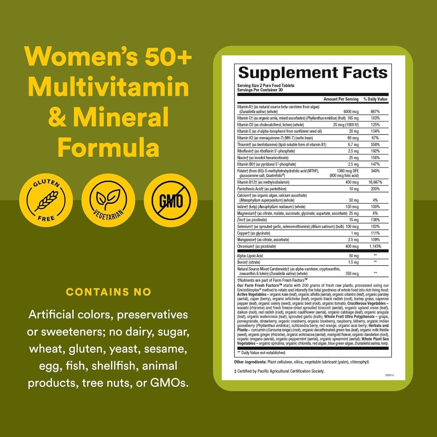 Suplemento Multivitamínico Whole Earth & Sea Mujeres 50+ 60 Tabletas