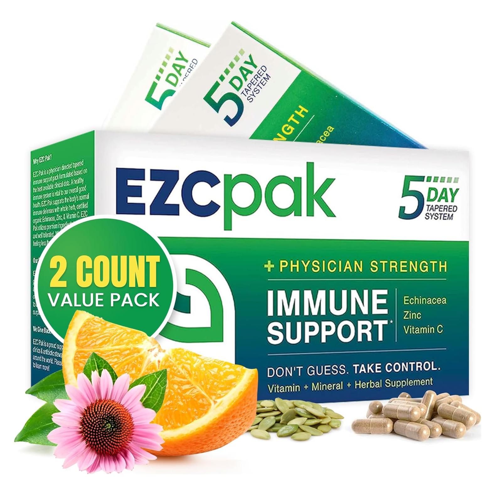 EZC Pak 5 Días Suplemento Inmunológico - Vitamina C, Zinc, Equinácea