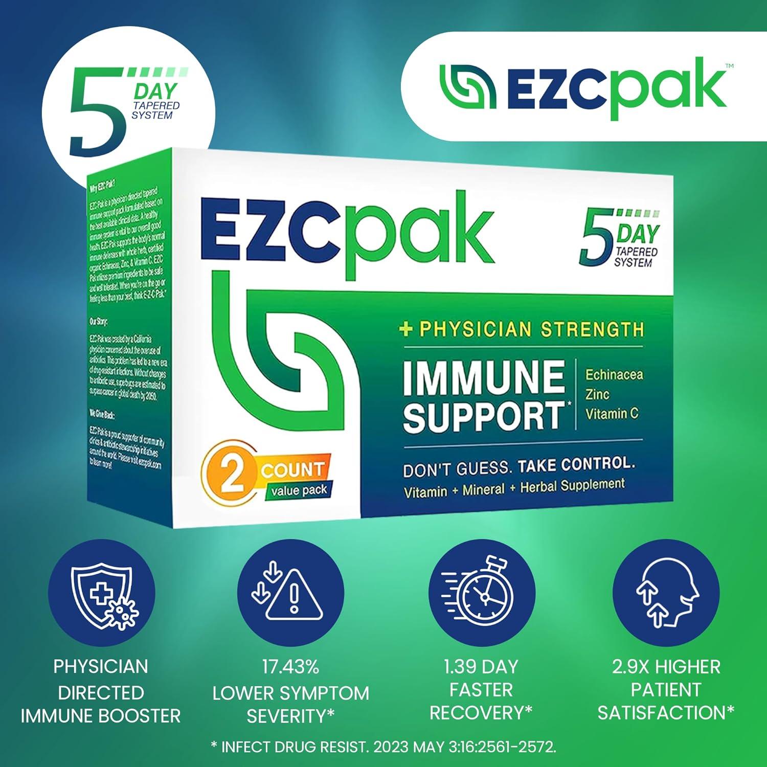 EZC Pak 5 Días Suplemento Inmunológico - Vitamina C, Zinc, Equinácea