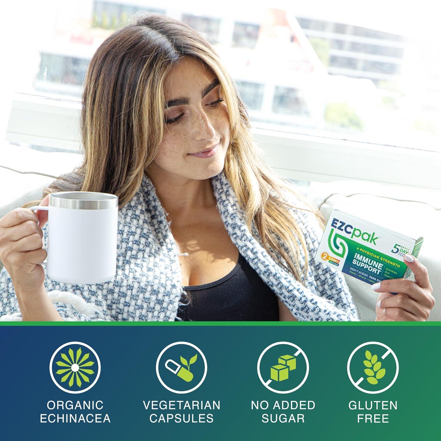 EZC Pak 5 Días Suplemento Inmunológico - Vitamina C, Zinc, Equinácea