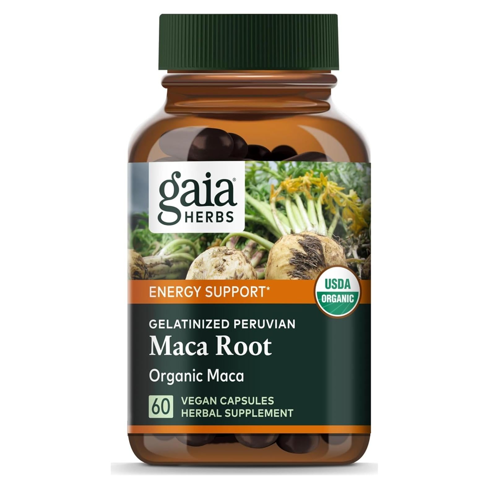 Suplemento de Energía Gaia Herbs Raíz de Maca 60 Cápsulas Veganas