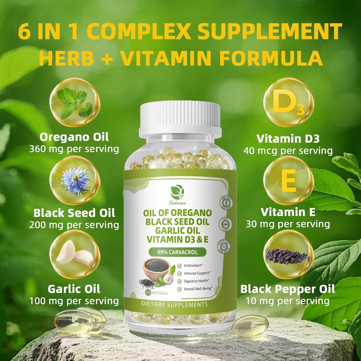 Cápsulas de Aceite de Orégano Lukaree 240 Unidades - Antioxidante y Inmunidad