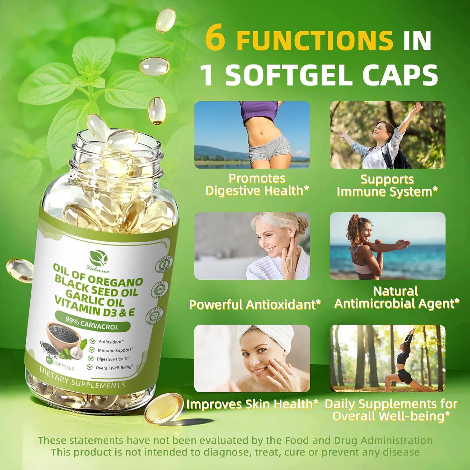 Cápsulas de Aceite de Orégano Lukaree 240 Unidades - Antioxidante y Inmunidad