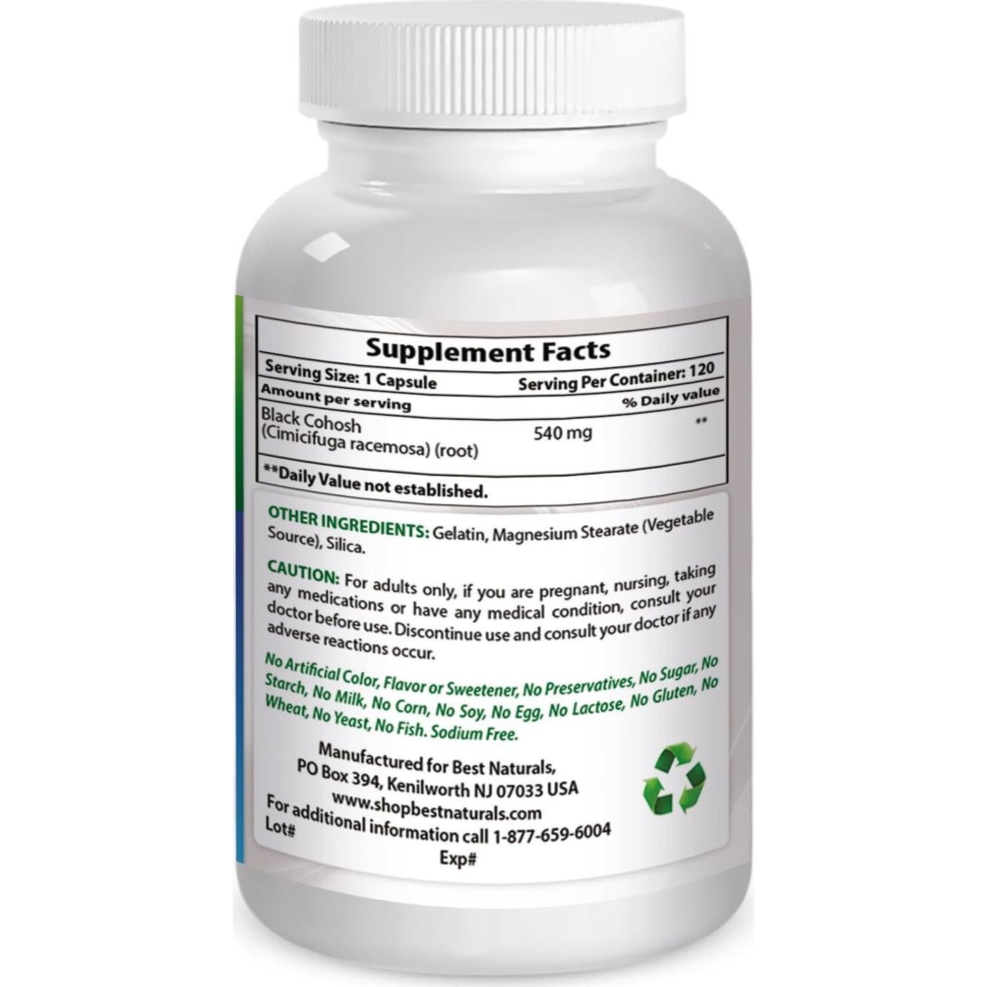 Cohosh Negro 540 mg 120 Cápsulas - Mejores Naturales