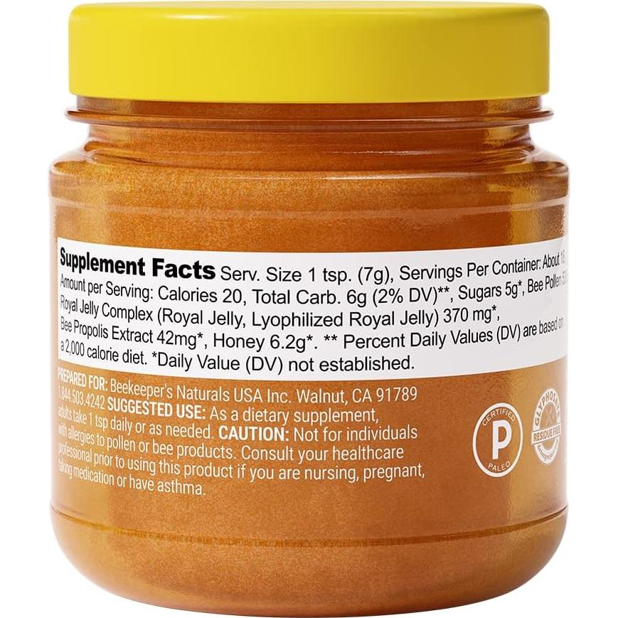 Miel Superfood Beekeeper's Naturals 124.74 g - Jalea Real, Polen, Propóleos