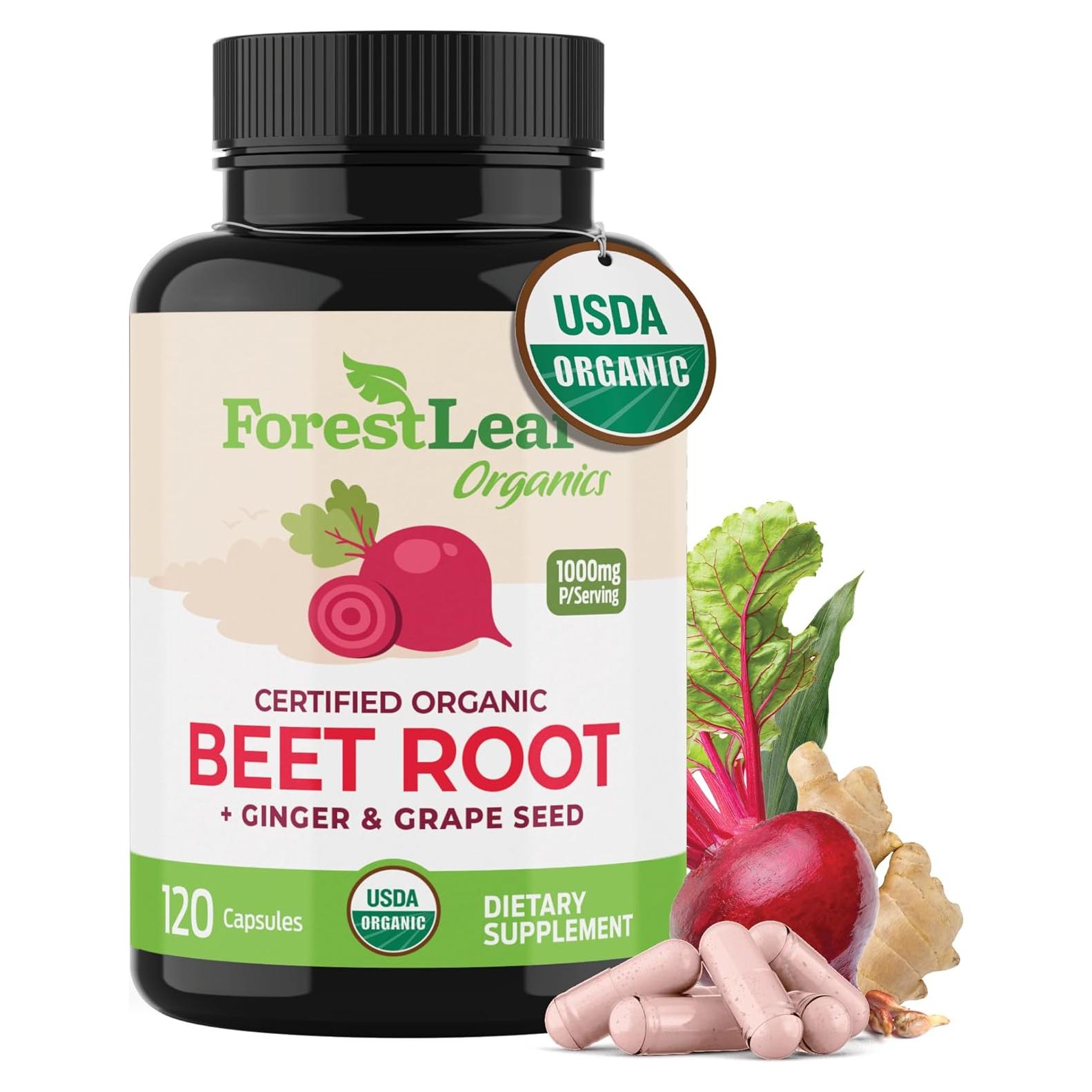 Cápsulas de Remolacha Orgánica ForestLeaf 16000mg 120 Unidades