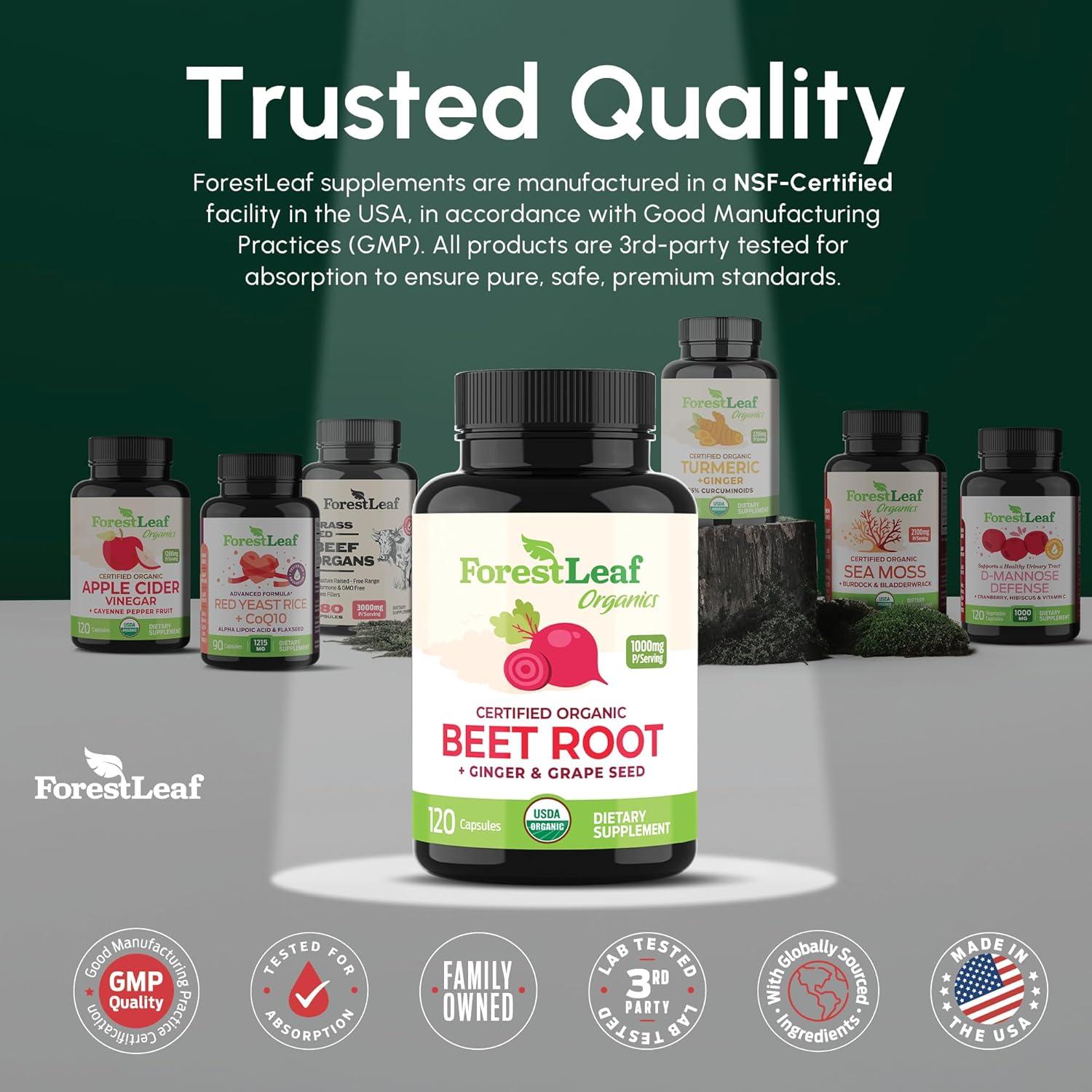 Cápsulas de Remolacha Orgánica ForestLeaf 16000mg 120 Unidades