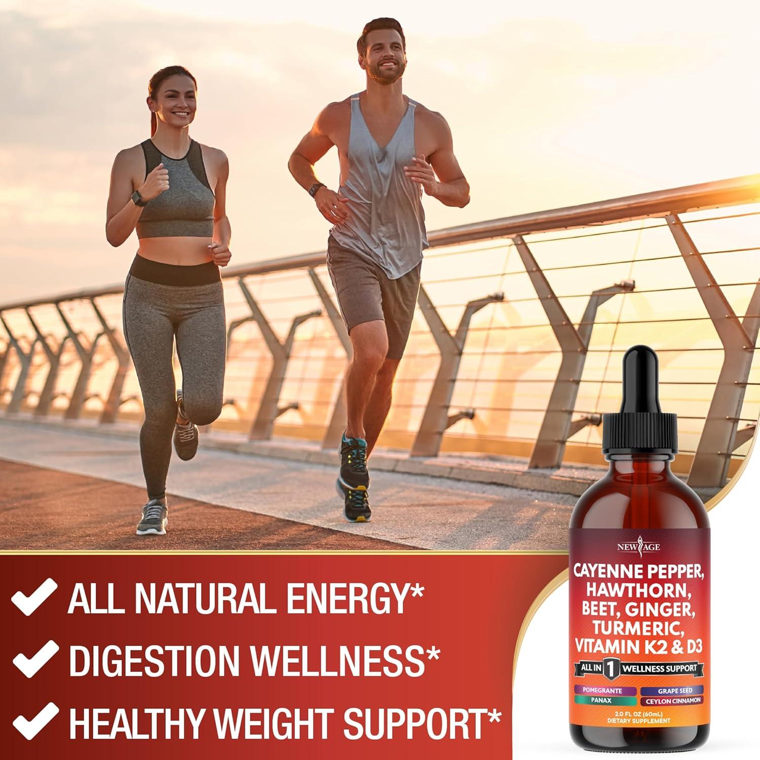 Suplemento Líquido New Age de Pimienta Cayena y Vitamina D3 K2 - 59ml