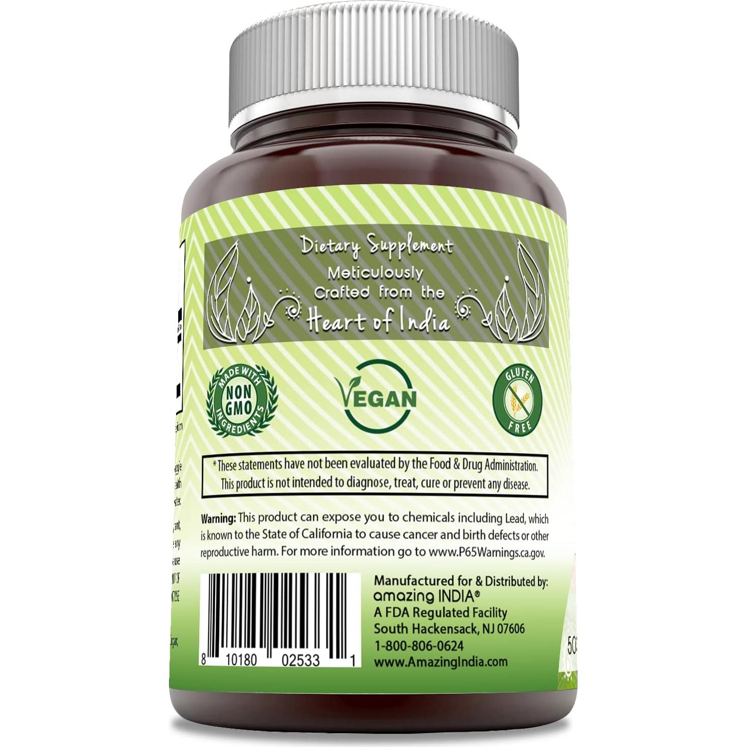 Suplemento de Neem India Asombrosa 500mg 120 Cápsulas Vegetales