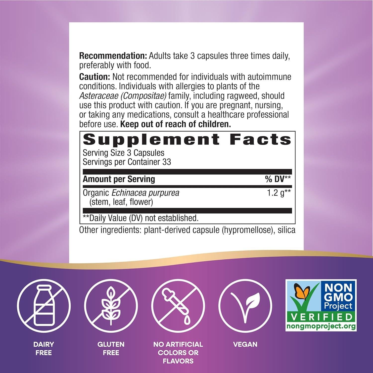 Echinacea Purpurea Nature's Way 1200 mg 100 Cápsulas Veganas