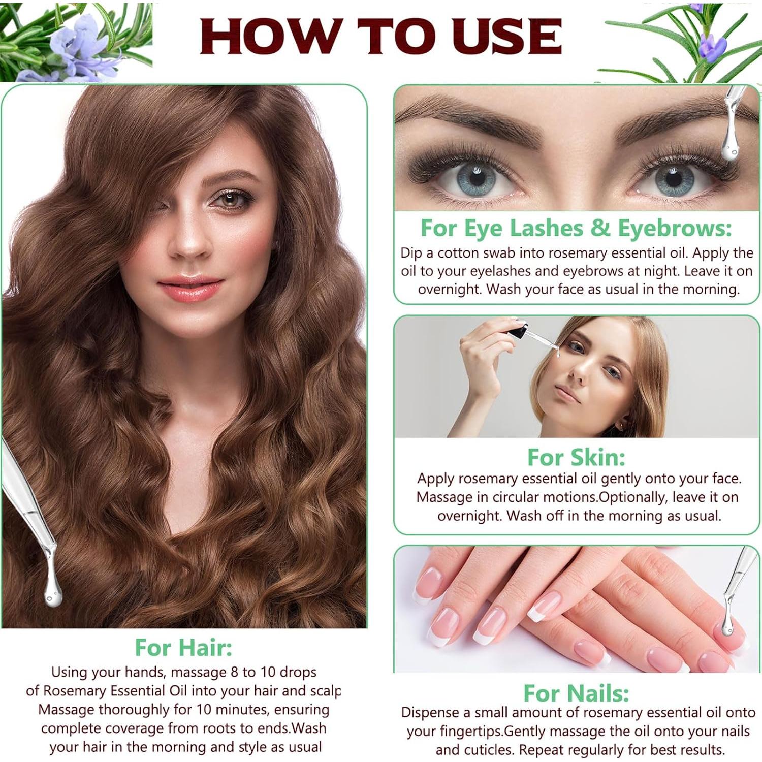 Aceite de Romero 100% Natural 59 ml para Crecimiento Cabello