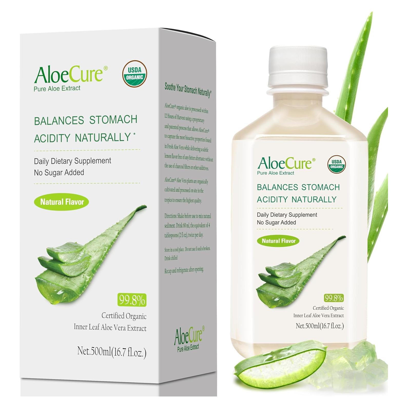 Jugo de Aloe Vera Orgánico AloeCure 500ml - Suplemento Digestivo
