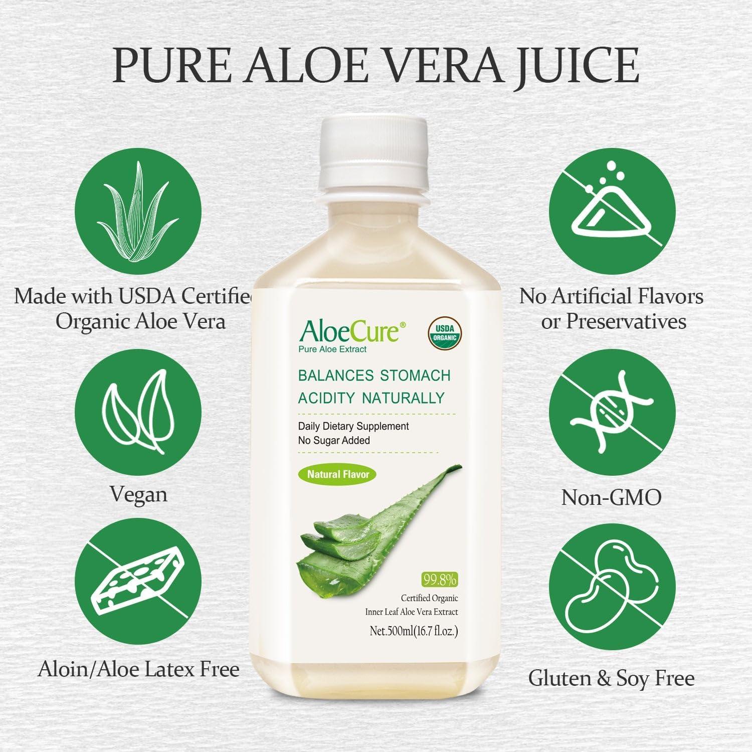 Jugo de Aloe Vera Orgánico AloeCure 500ml - Suplemento Digestivo