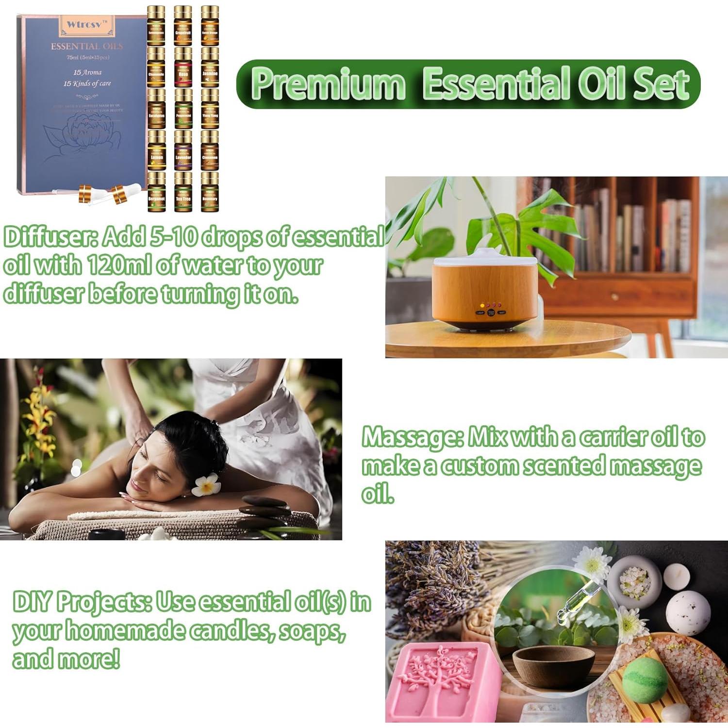 Juego de 15 Aceites Esenciales Wtrcsv 5ml para Aromaterapia