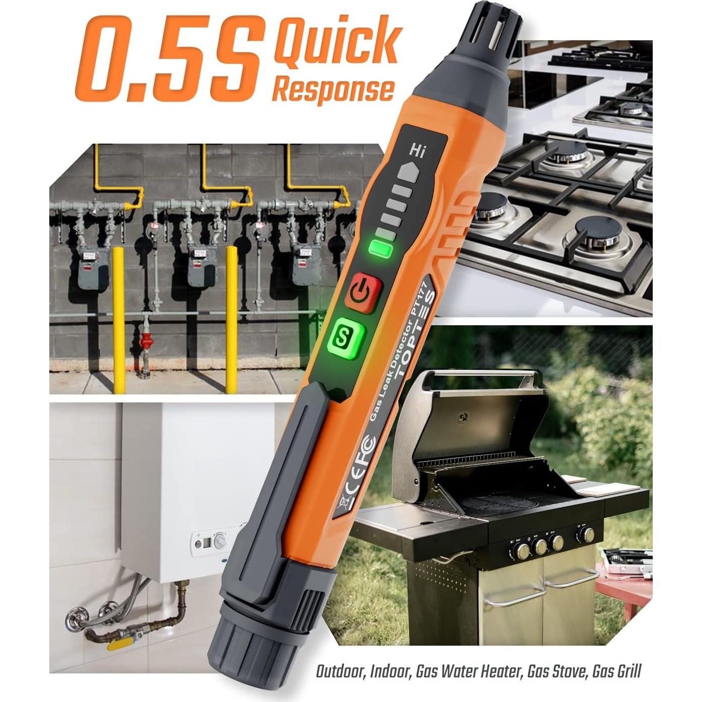 Detector de Fugas de Gas TOPTES PT177 Portátil con Alarma