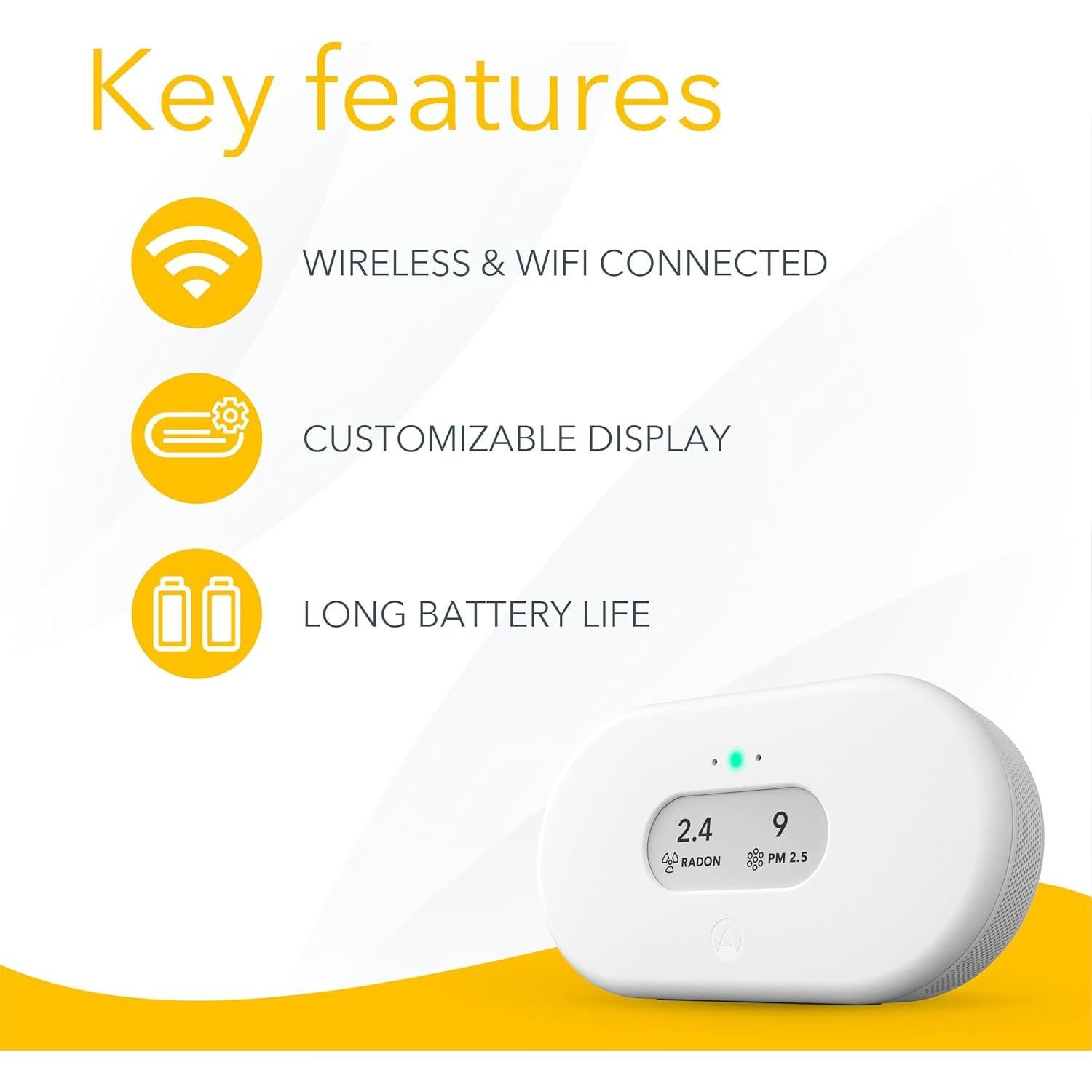 Monitor de Calidad del Aire Airthings Vista Plus - Radón, PM2.5, CO2