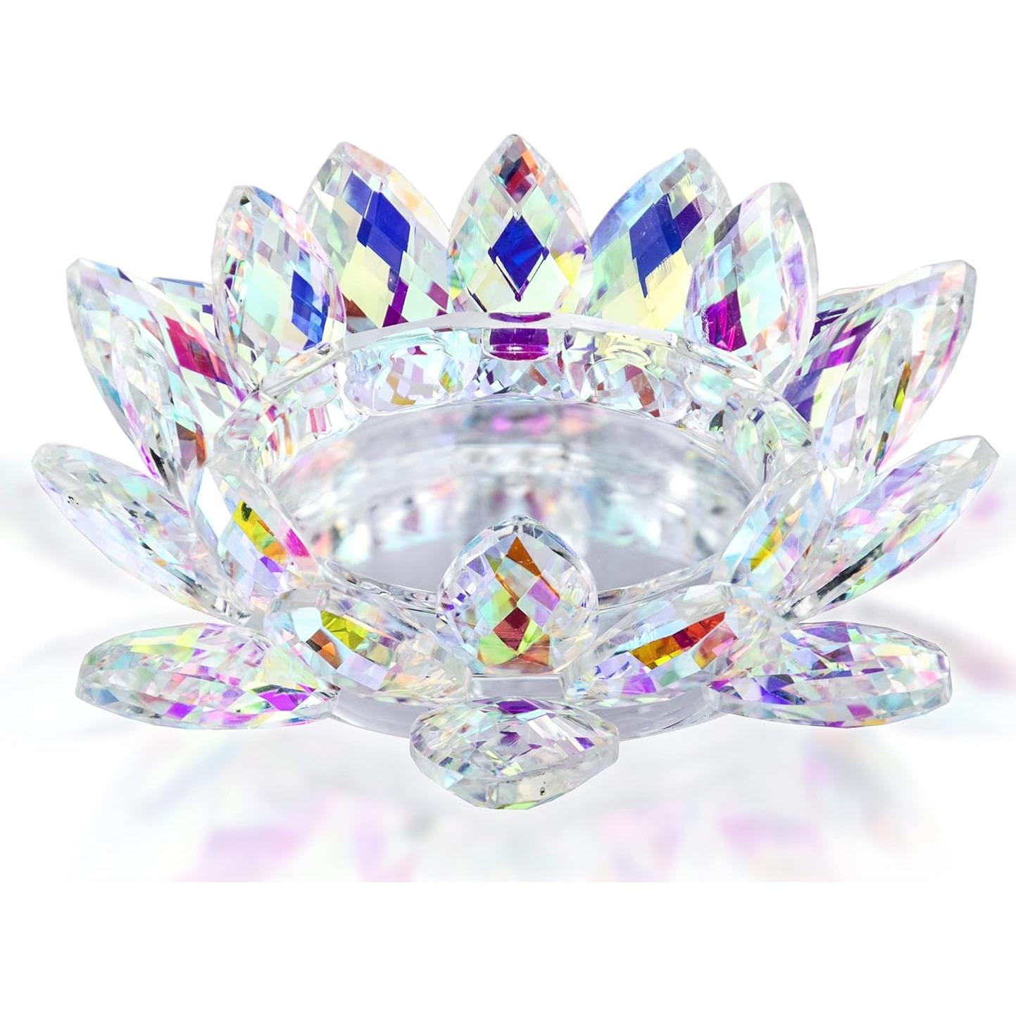 Portavelas de Cristal Loto QFkris 18.5 cm Decoración Mesa