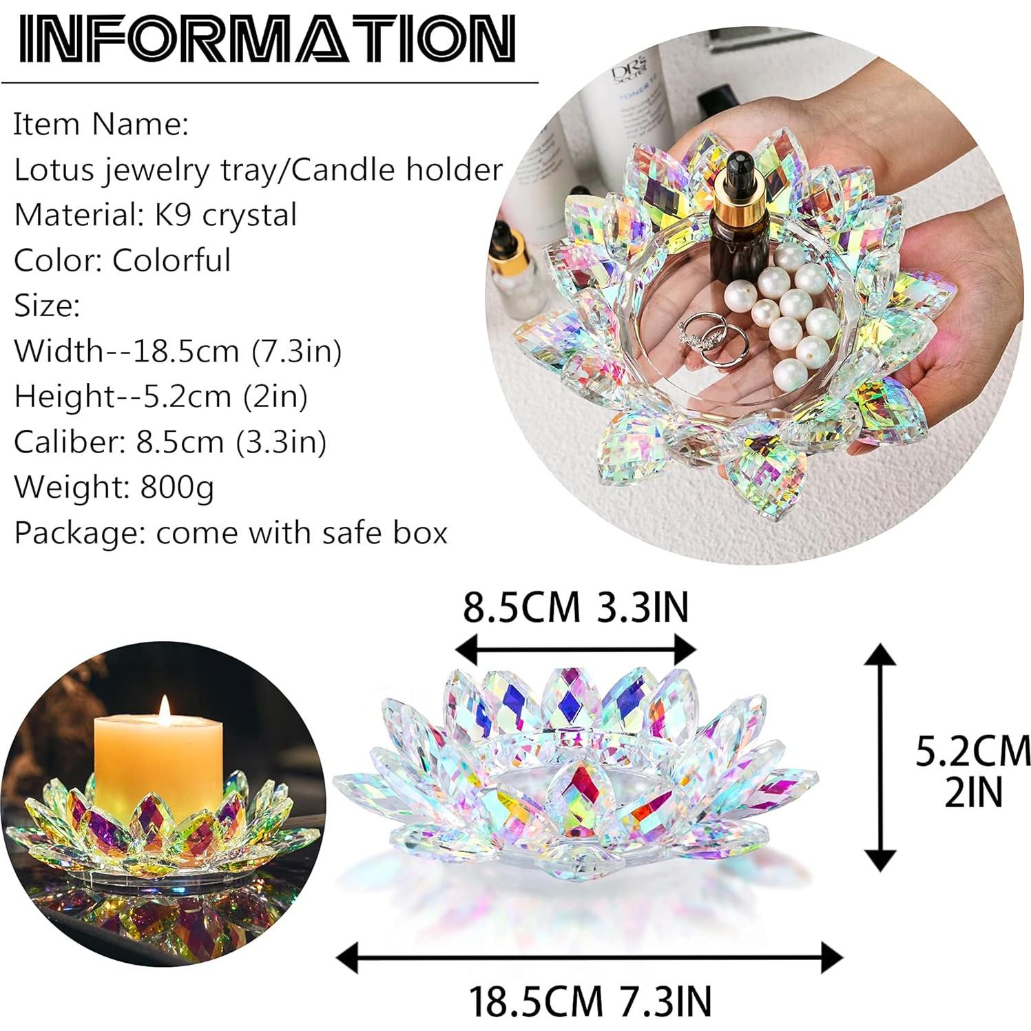Portavelas de Cristal Loto QFkris 18.5 cm Decoración Mesa