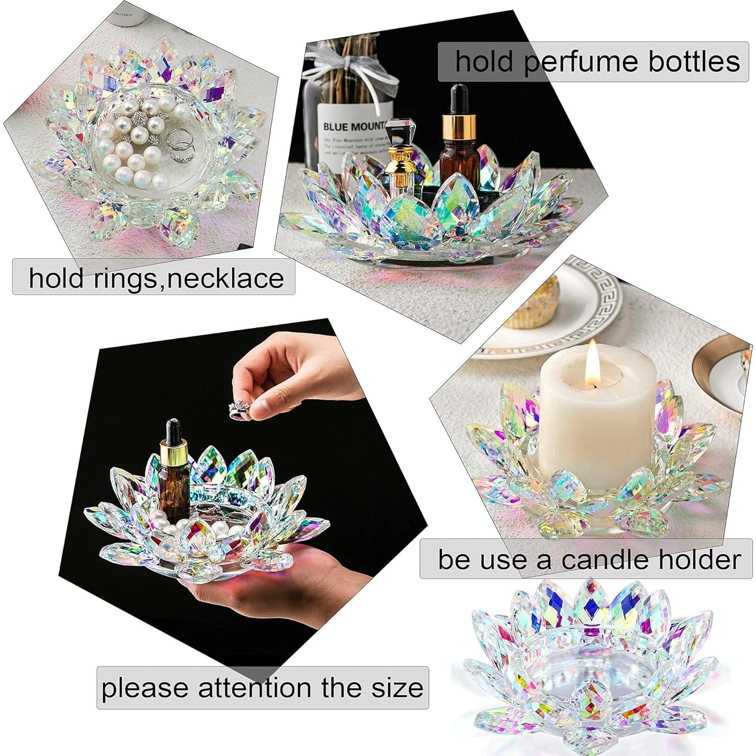 Portavelas de Cristal Loto QFkris 18.5 cm Decoración Mesa