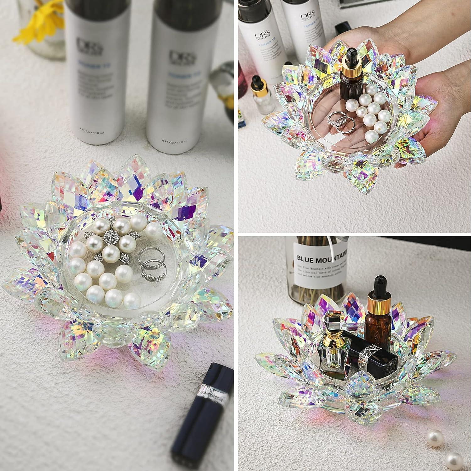 Portavelas de Cristal Loto QFkris 18.5 cm Decoración Mesa