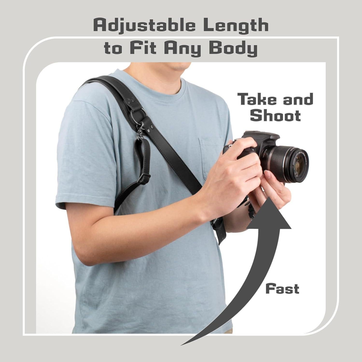 Arnés de cámara de cuero 4J LEDR ajustable para DSLR