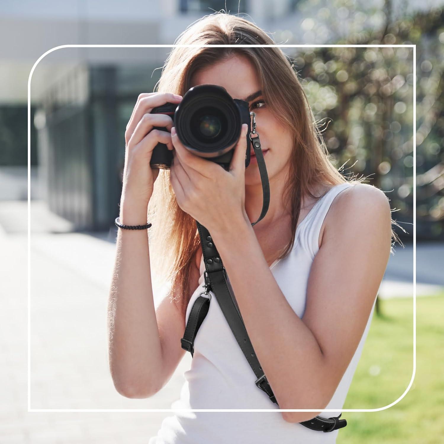 Arnés de cámara de cuero 4J LEDR ajustable para DSLR