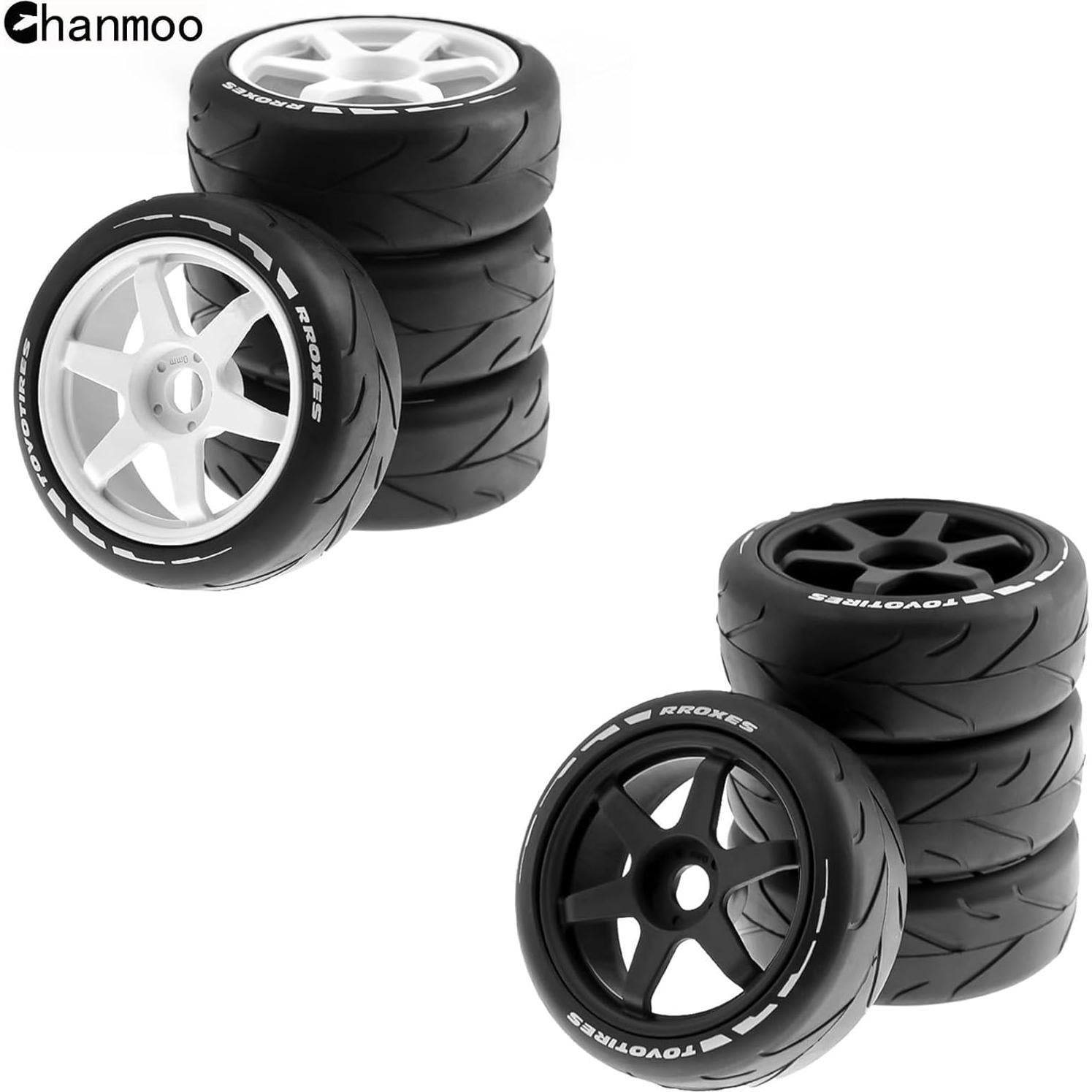 Neumáticos de Rally 1/8 Chanmoo 17mm Hex 4 Piezas Negro