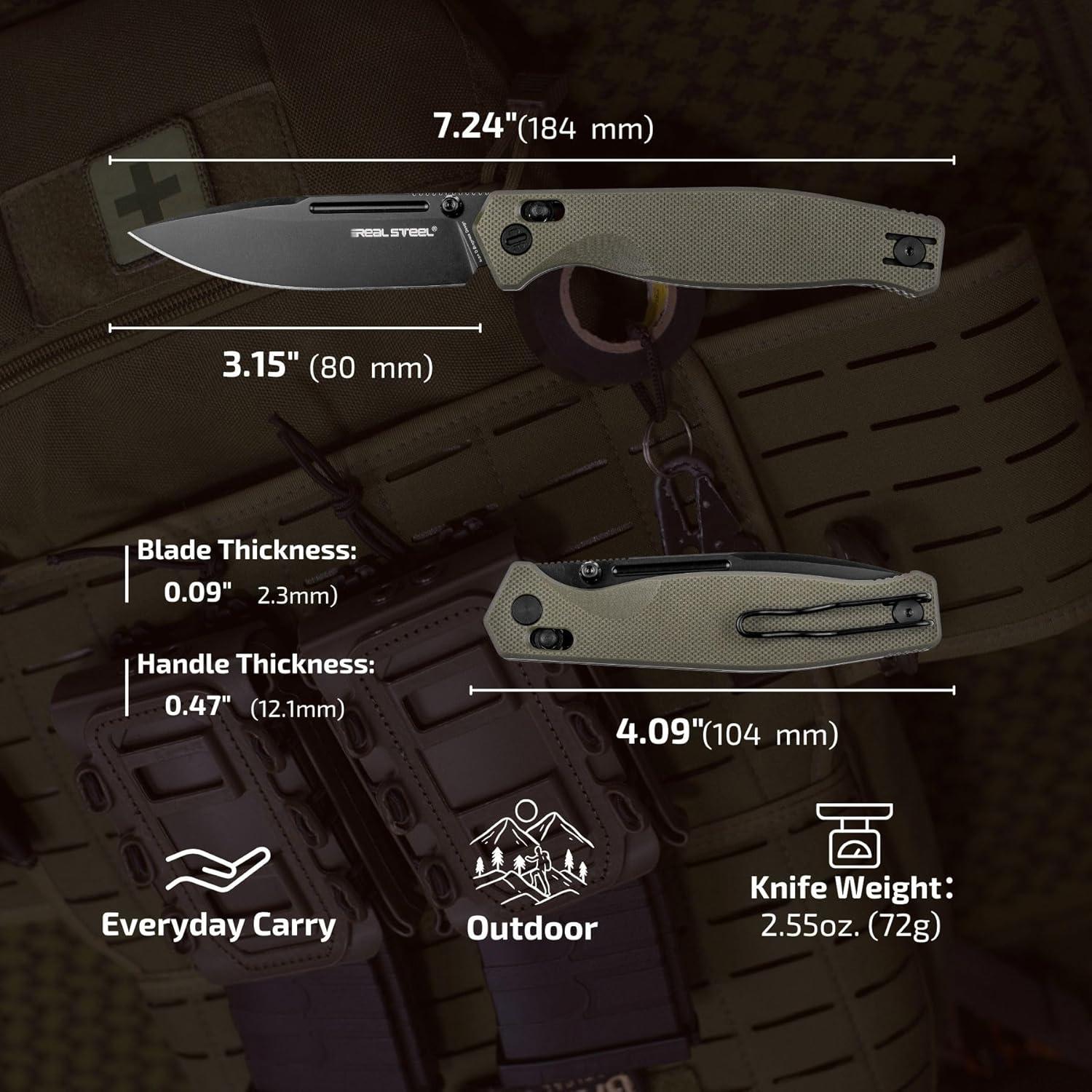 Cuchillo Plegable REALSTEEL Huginn Compact VG-10 80mm Negro/Verde