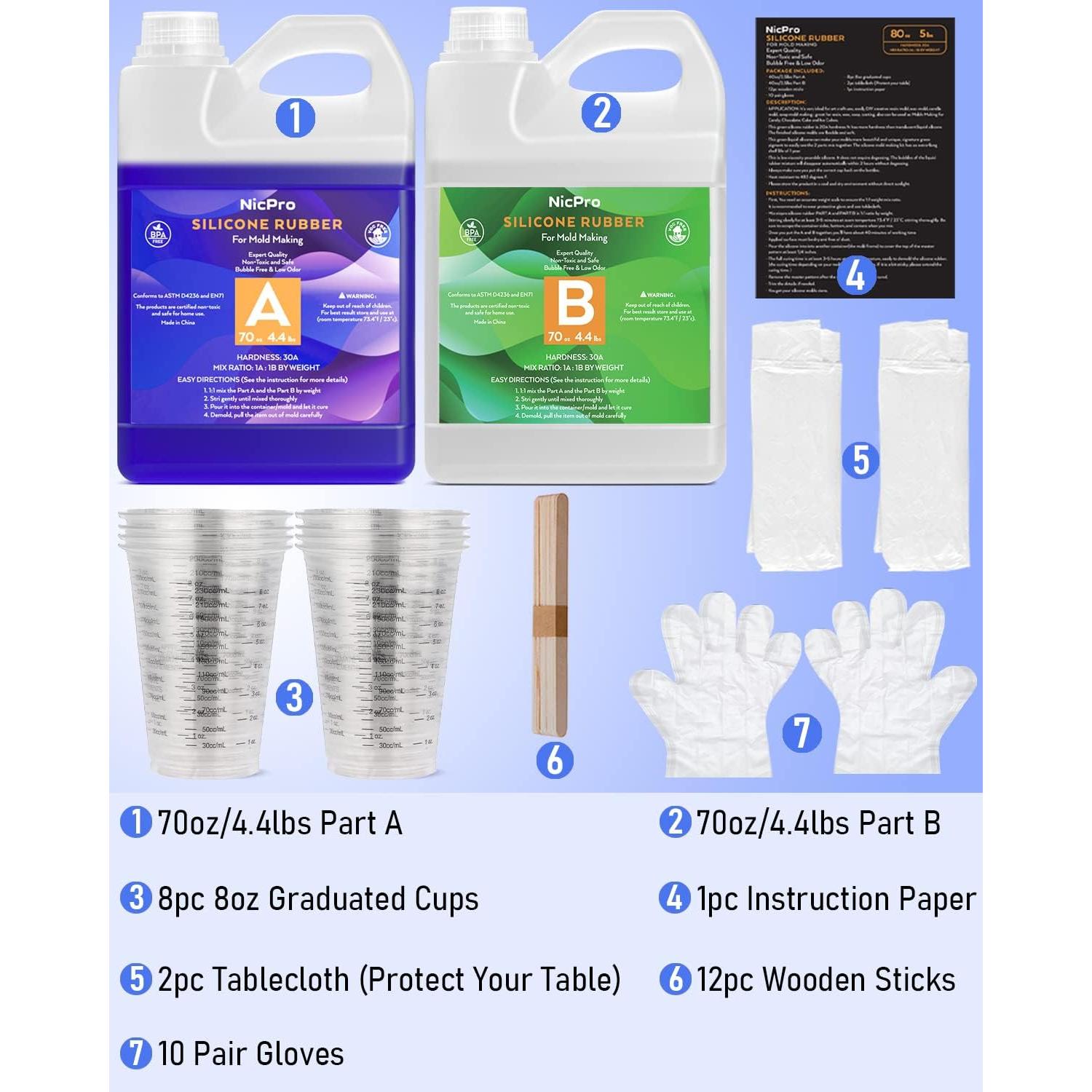 Kit de Moldes de Silicona Nicpro 30A - 4.76 kg, Apto para Alimentos