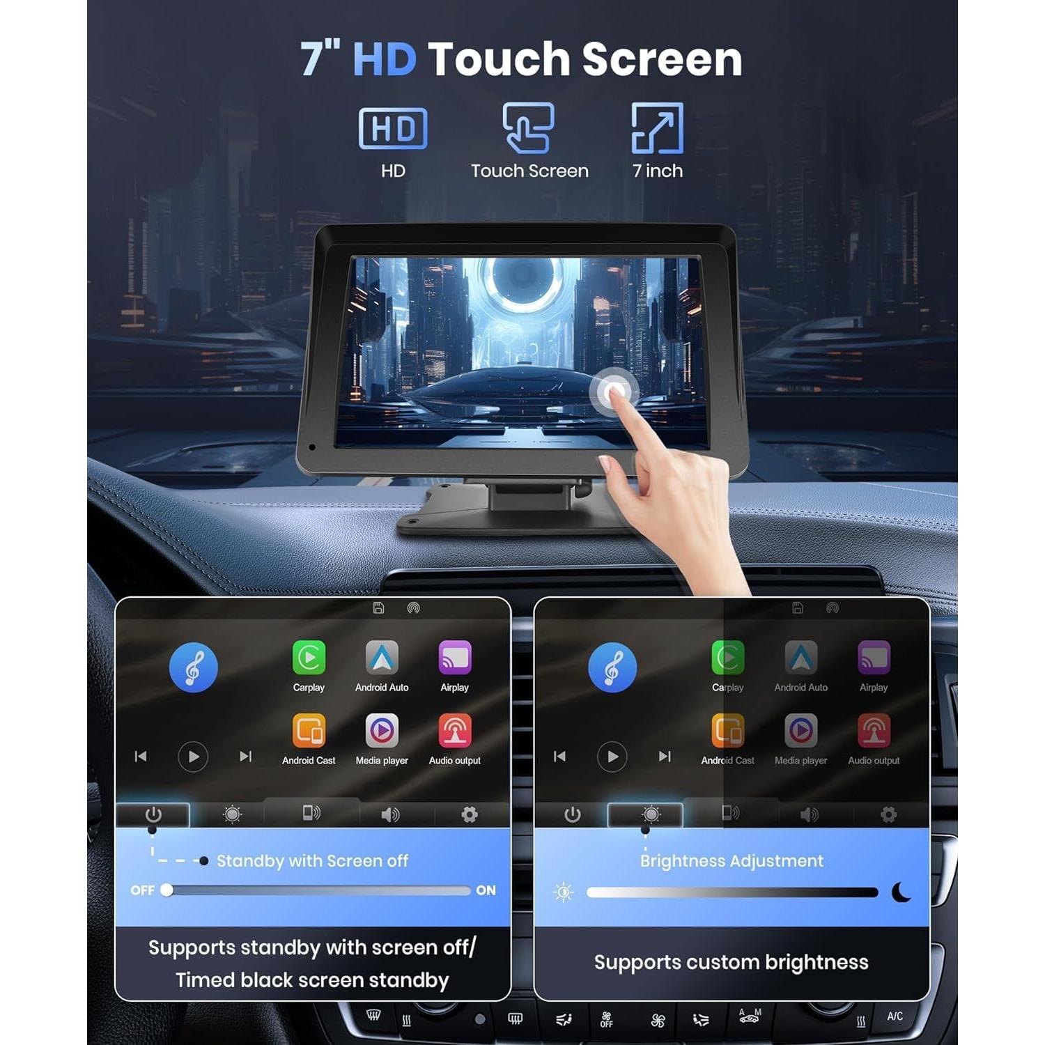 Estéreo de Coche Podofo 7" Bluetooth Carplay Android Auto