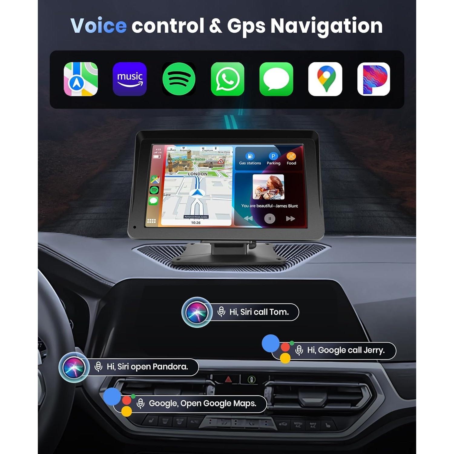Estéreo de Coche Podofo 7" Bluetooth Carplay Android Auto