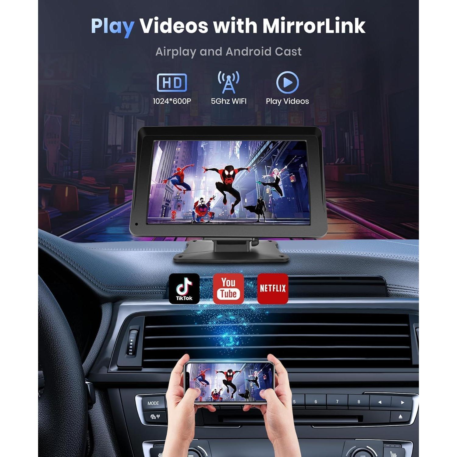 Estéreo de Coche Podofo 7" Bluetooth Carplay Android Auto